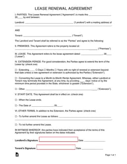 Lease Renewal Agreement Terms and Conditions form preview