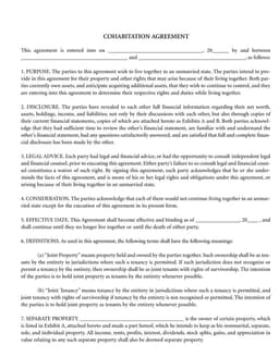 Cohabitation Agreement - Legal Framework for Shared Assets for Unmarried Parties form preview