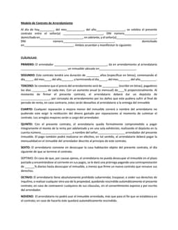 Modelo de Contrato de Arrendamiento - Comprehensive Rental Agreement Contract form preview