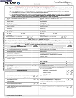 Personal Financial Statement for Credit Applications form preview