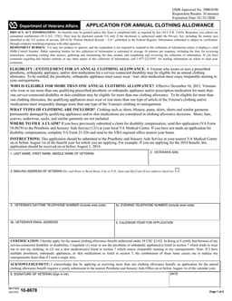 VA 10-8678: Annual Clothing Allowance Application for Veterans with Disabilities form preview