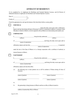 Illinois Residency Certification for License Applicants form preview