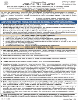 DS-11 Application for a U.S. Passport form preview