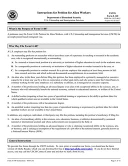 USCIS I-140 Petition for Alien Workers by US Employers form preview