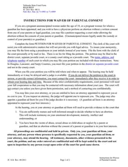Nebraska Waiver of Parental Consent Petition Overview form preview