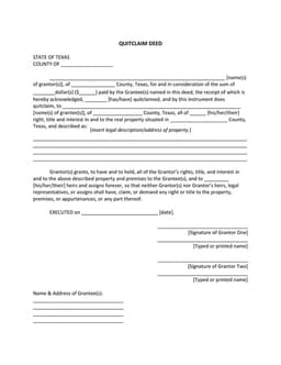 Texas Quit Claim Deed - Transfer Property Rights Documentation form preview
