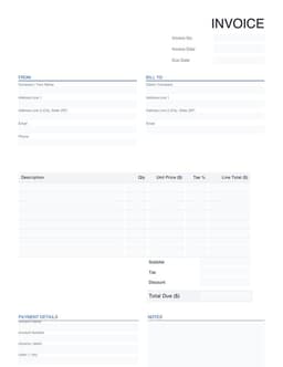 Fillable Invoice 2026 form preview