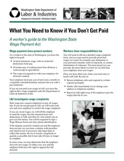 Washington State Worker Wage Payment Law Rights and Complaint Process form preview