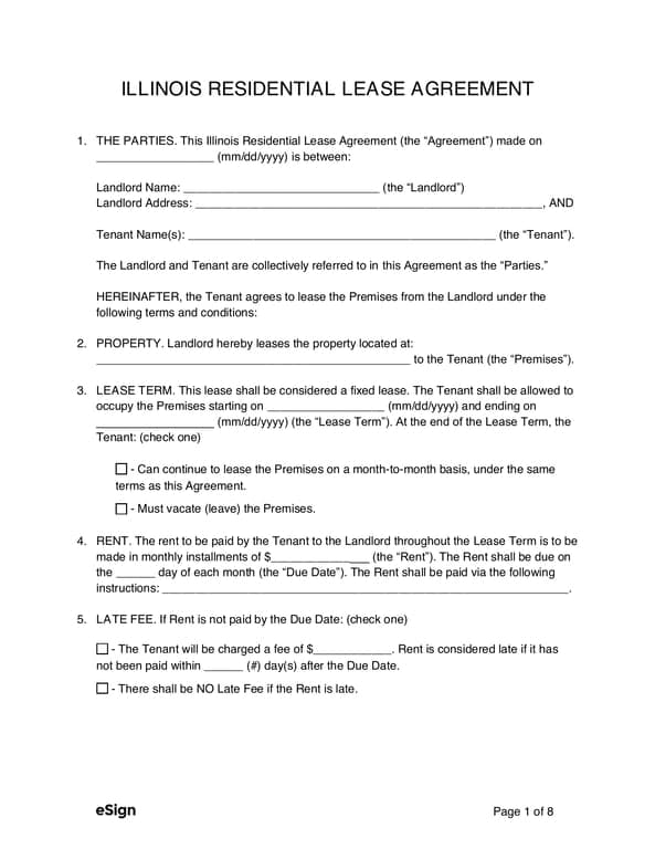 Illinois Residential Lease Agreement Basics