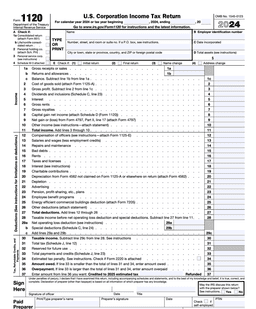 IRS 1120 – U.S. Corporation Income Tax Return form preview