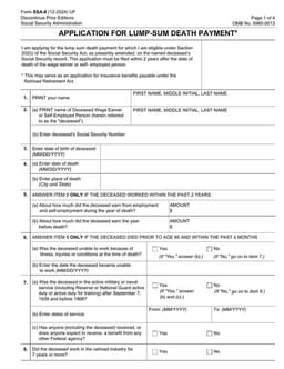 SSA-8 Application for Lump Sum Death Payment and Railroad Retirement Benefits form preview