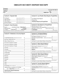 Oregon Security Deposit Deduction Calculator and Record form preview