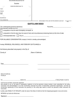 Quitclaim Deed Form – Property Ownership Transfer form preview
