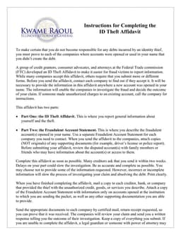 Illinois Identity Affidavit for Fraud Victim Assistance form preview