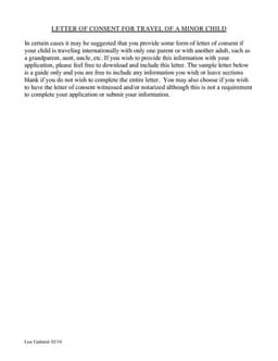 Minor Child Travel Consent Letter for International Trips form preview