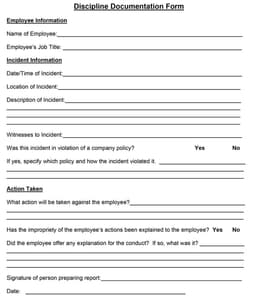 Disciplinary Action Form – Employee Performance and Conduct Record form preview