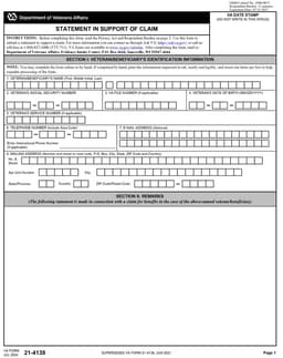 Statement in Support of Claim (VA Form 21-4138) form preview