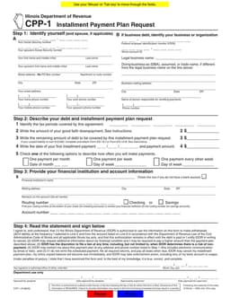 Illinois DoR CPP-1 Installment Payment Plan Request form preview