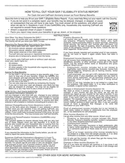 California Health and Human Services SAR 7A Cash Aid and CalFresh Eligibility Report form preview
