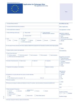 Schengen Visa Application - Editable PDF for Travel within the Schengen Zone form preview