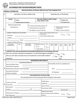Illinois State Authorization for Background Check - Key for Child Safety form preview