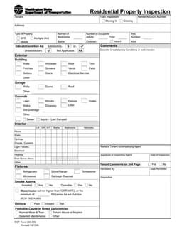 Washington Residential Rental Inspection Report form preview