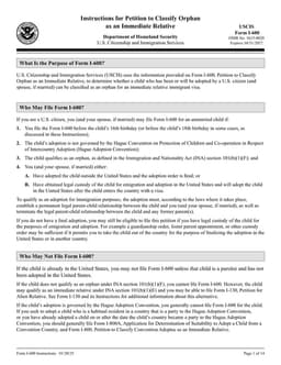 USCIS I-600 Petition to Classify Orphan as an Immediate Relative for Adoptive US Citizens form preview