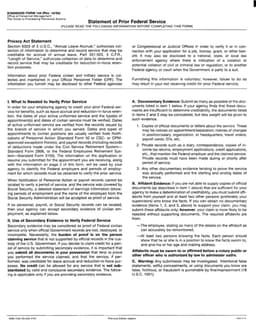 Standard Form 144 - Statement of Prior Federal Service Overview form preview