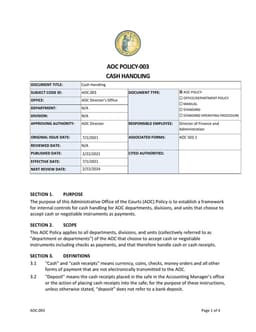 AOC Policy-003 Cash Handling form preview