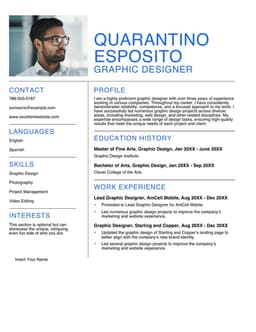 White minimalist graphic designer resume form preview