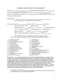 Alaska Earnest Money Receipt and Agreement with Multiple Payment Options form preview