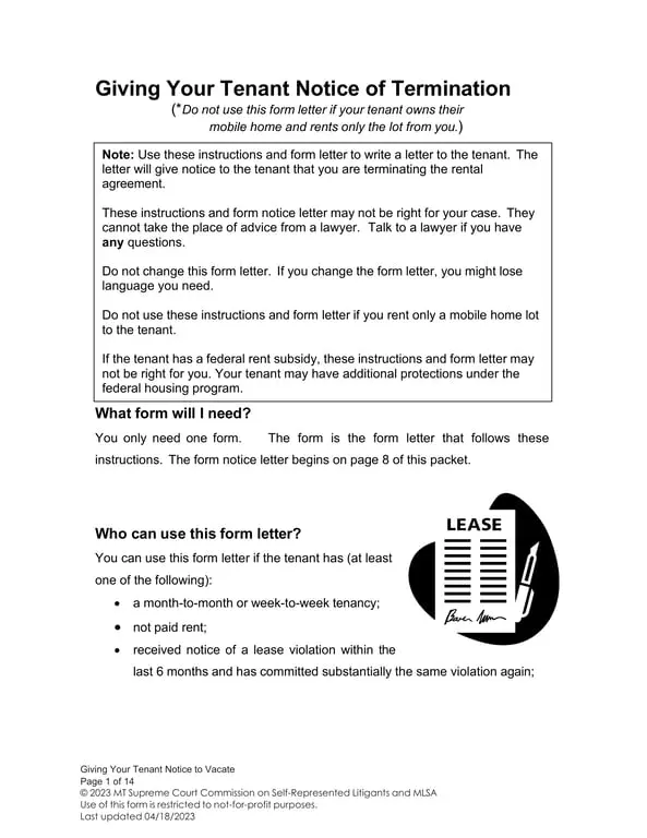 Tenant Notice to Vacate Overview for Non-Profit Landlords