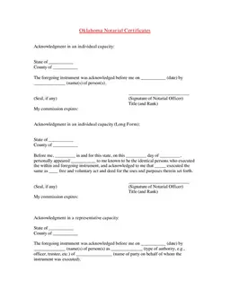 Oklahoma Notarial Certificates Authenticity Verification form preview