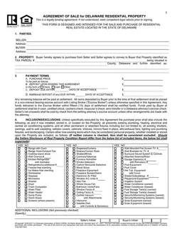 Delaware Residential Property Sale Agreement form preview