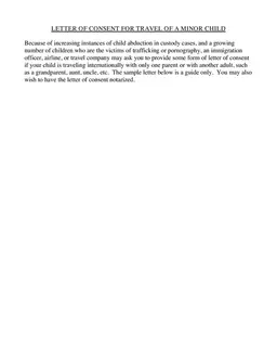Minor Child International Travel Consent Documentation form preview