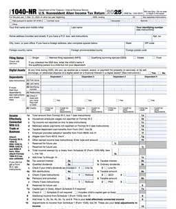 1040-NR Nonresident Alien Income Tax Return form preview