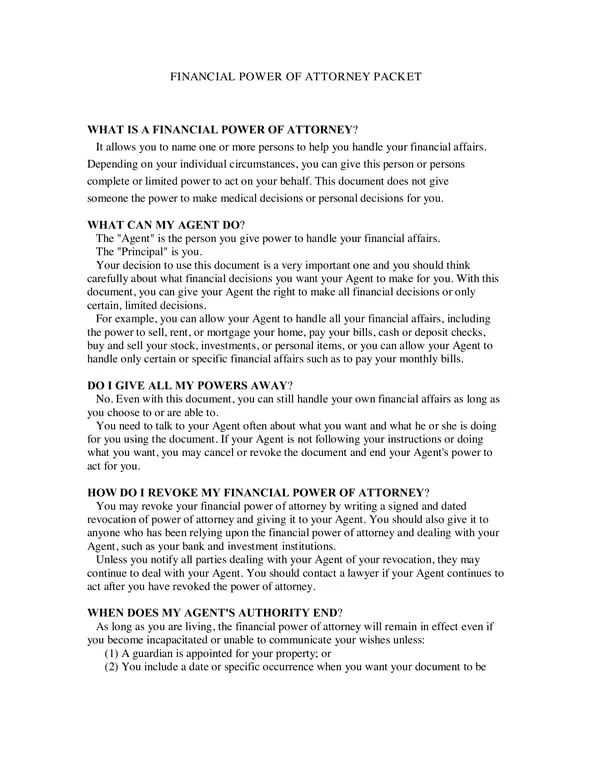 Financial Power of Attorney - Appoint Agents to Manage Your Affairs