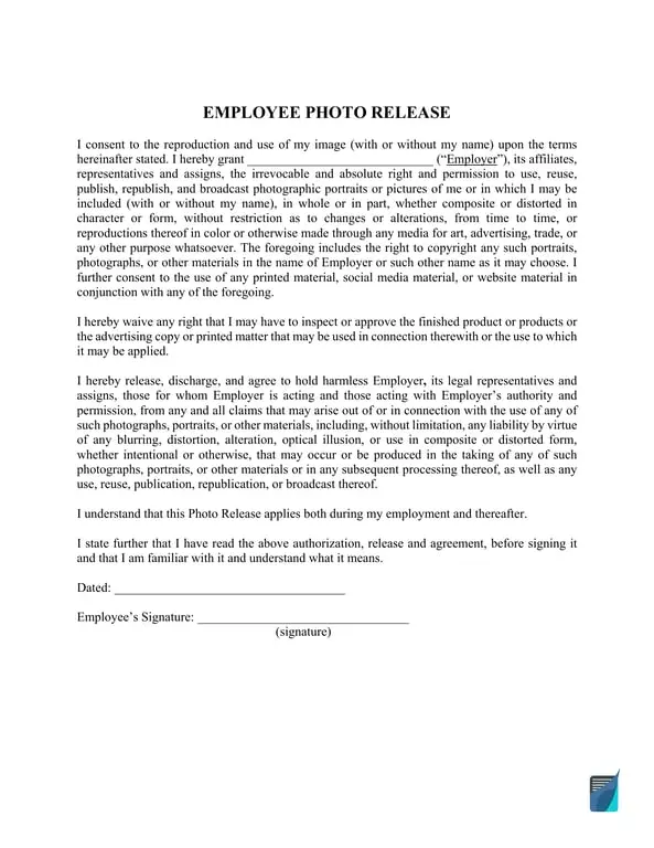 Employee Photo Consent and Copyright Release
