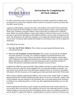 Illinois Identity Affidavit for Fraud Victim Assistance form preview