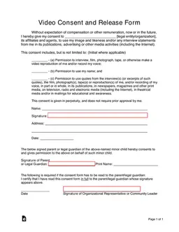 Video Consent and Personal Likeness Usage Authorization form preview