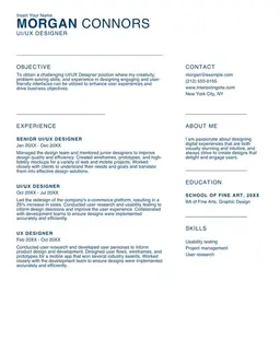 Simple UIUX designer resume form preview