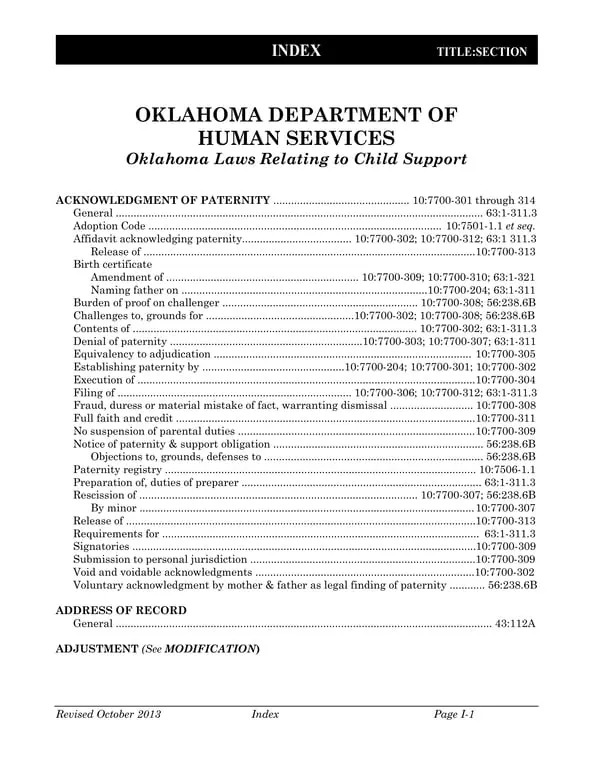 Oklahoma Support Affidavit